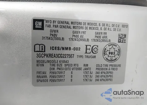 2012 Chevrolet Silverado 1500 Ls from USA, damaged, VIN 3GCPKREA3CG227567